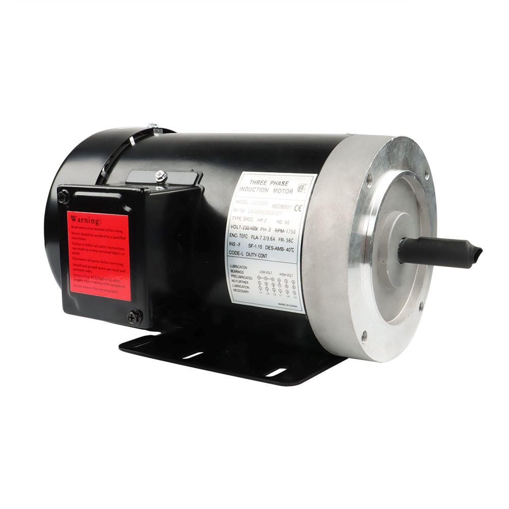 2HP General Electric Motor 3 Phase 56C Frame 1800 RPM TEFC 230 / 460 Volt