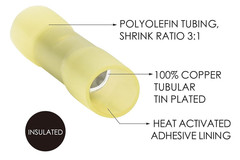 8AWG Heat Shrink Butt Connector 25 Pack (8 Gauge Yellow)