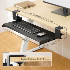 VEVOR Keyboard Tray Under Desk Pull out Keyboard/Mouse Tray with C Clamp Mount