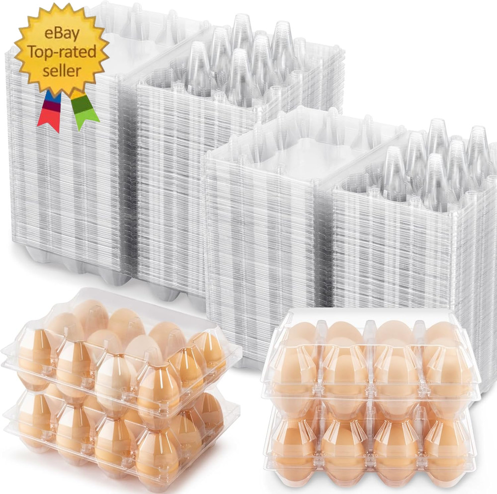 100 Packs Egg Cartons Cheap Bulk，Plastic for 12 Eggs, Clear Egg Cartons 3 * 4 Gr