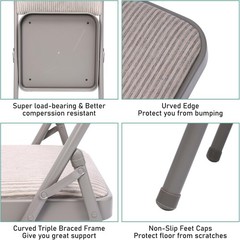 16 Pack Padded Metal Folding Chairs Grey Fabric 350lb Wedding Office Church