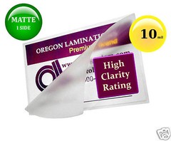 10 Mil MATTE/Clear Military Card Hot Laminating Pouches 2-5/8 x 3-7/8 (100/pack)