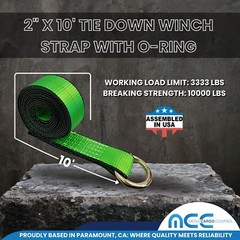 USA 2″ x 10′ Winch Lasso Strap O Ring Tow Truck Trailer Wheel-Lift Tire Harness
