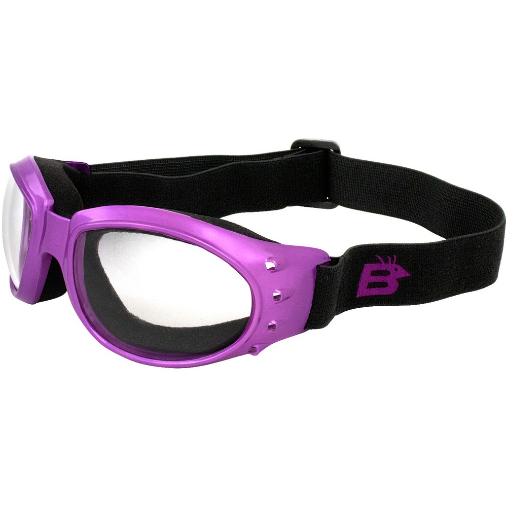 Birdz Eyewear Eagle Women’s Purple Foam Padded Motorcycle Goggles Clear Lenses