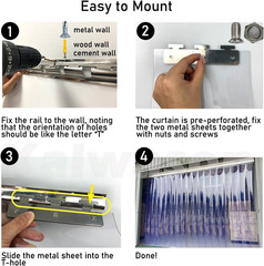 60“ X 86“ Plastic Vinyl Strip Door Curtain Kit with Hardware – Clear Smooth PVC