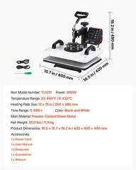 VEVOR Heat Press Machine 12 x 15 in Sublimation Press Machine for T-Shirts Bags