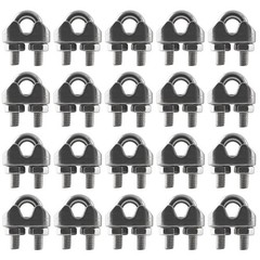 20PCS 1/8 Inch M3 304 Stainless Steel Wire Rope Cable Clip Clamp, Used for An…