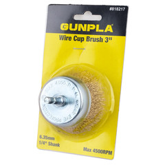 3″ Wire Cup Brush with 1/4″ Hex Shank Hardened Brass Steel Crimp Wheel H