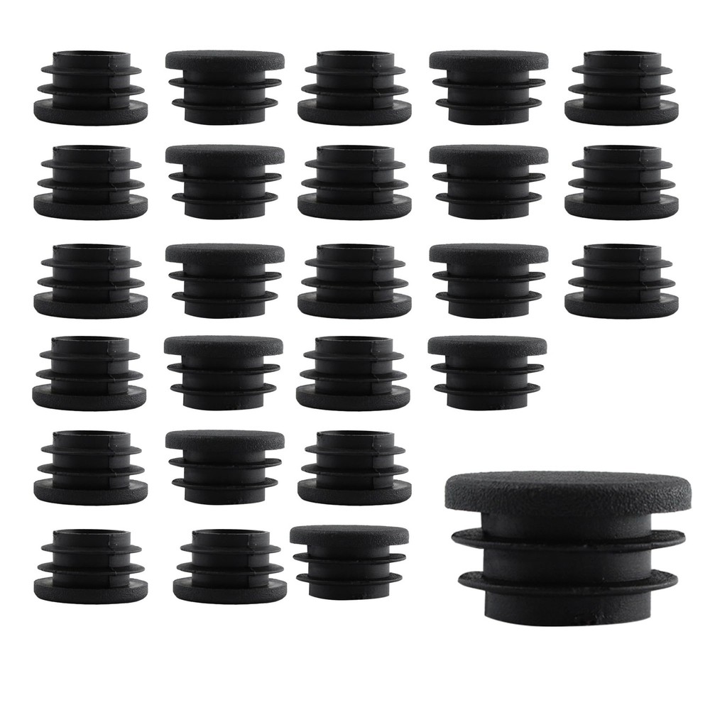 30Pcs 25mm/1Inch Round Plastic Plug, Pipe Tubing End Cap, Black Furniture Fin…