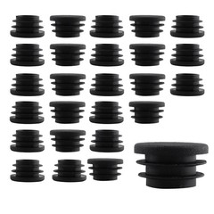 30Pcs 25mm/1Inch Round Plastic Plug, Pipe Tubing End Cap, Black Furniture Fin…