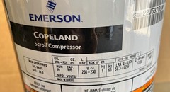 Emerson Copeland Scroll Compressor 208-230V 1 Ph 60 Hz ZP20K6E-PFV-13A New Surp.