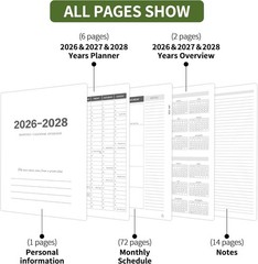 2026-2028 3 Year Monthly Planner 36 Months Spiral Bound 8.5×11 Green Notes