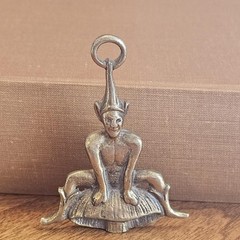 Vtg Solid Brass Elf on Mushroom Figurine Small Pixie Statue Cottagecore Fairy