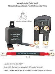 12V Remote Battery Disconnect Switch 200A 1000A Kill Cut Off GM Side Post