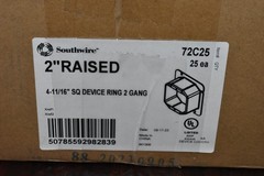 BNIB 25 Southwire 72C25 4-11/16″ Square Device Ring 2″ Raised 2 Gang Garvin