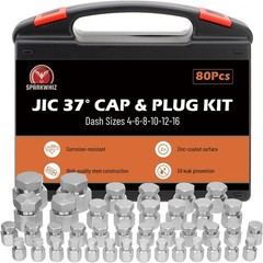 80pcs JIC 37° Flare Cap&Plug Hydraulic Hose Tube and Pipe Fitting kit Heavy Duty