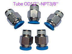 5 Pcs Pneumatic 1/2 OD Tube x3/8 NPT Male Connector Air Push to Connect Fitting
