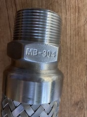 METAL Flexible HOSE 14″ (18″ over-all length) MB-304, 1-1/2″ Male threaded Hex