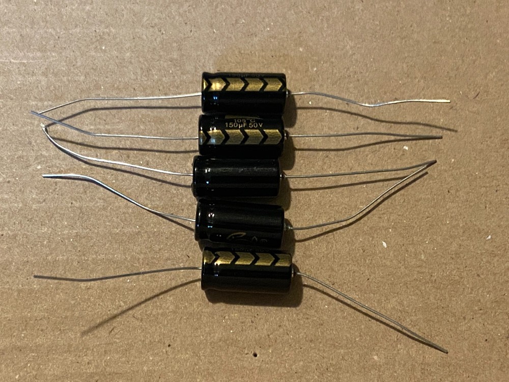5pc Electrolytic Capacitor Axial 2000hr +105℃ RoHS 150uf 50V φ10x20mm Supertech
