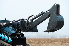 TYPHON Single Arm Backhoe Attachment for Mini Skid Steer STOMP X1300 & STOMP 509