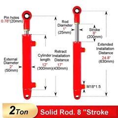 RHKING 1.5×8 Hydraulic Cylinder 2 Ton Double Acting Welded Hydraulic Cylinder…