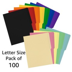 UOFFICE File Folder Letter Size 1/2 Cut Tab 100 Pack