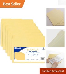 Efficient 1/3-Cut Manila File Folders, 6-Pack for Easy Document Organization