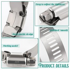222 PCS Stainless Steel Hose Clamp Kit 1/4″-2-3/4″ Heavy Duty for Plumbing, Auto
