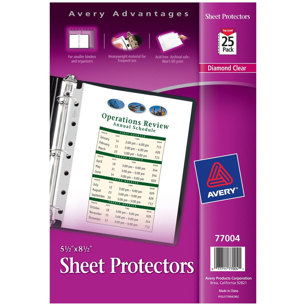 Avery Diamond Clear Heavyweight Sheet Protectors 8.5″ x 5.5″ 25ct