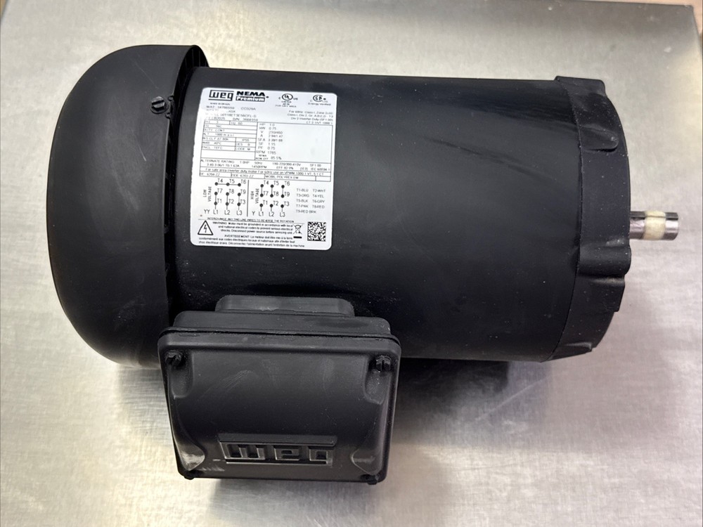 WEG 00118ET3E56CFL-S 1HP AC MOTOR 1765RPM, 230/460V, 60HZ, 56C – 3 Phase!