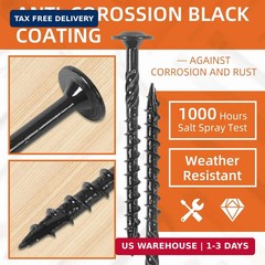 #14 x 3 Wood Structural Screws, Wood Screws, 200Pcs Lag Screws 3 Inch, Rust Resi