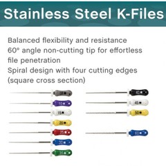 6/pk Dental Endo K-Files Root Canal Hand Use Files Stainless Steel #6 #8 #10