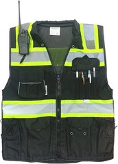 Men’s Professional Safety Vest Black XXL Zipper Pockets