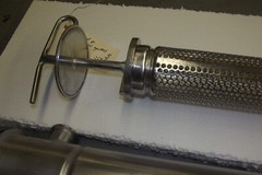Dairy Milk Filter Frame 4 7/8 X 33 side discharge 1 1/2 x 1 1/2 tri clover Sock