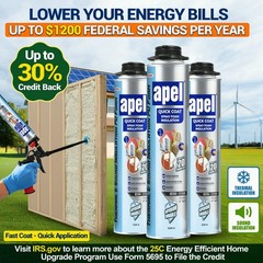 Apel Spray Foam Insulation Kit (12 x 32.80 oz./240 Bd ft) Heat and Acoustic Insu