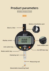 Digital Dial Indicator 0-2in/50.8mm, 0.01mm/ 0.0005″ Tolerance Function Inch/…