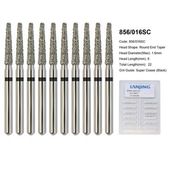 Dental Diamond Burs FG Round End Taper Super Coarse Fine Grit High Speed 856 850