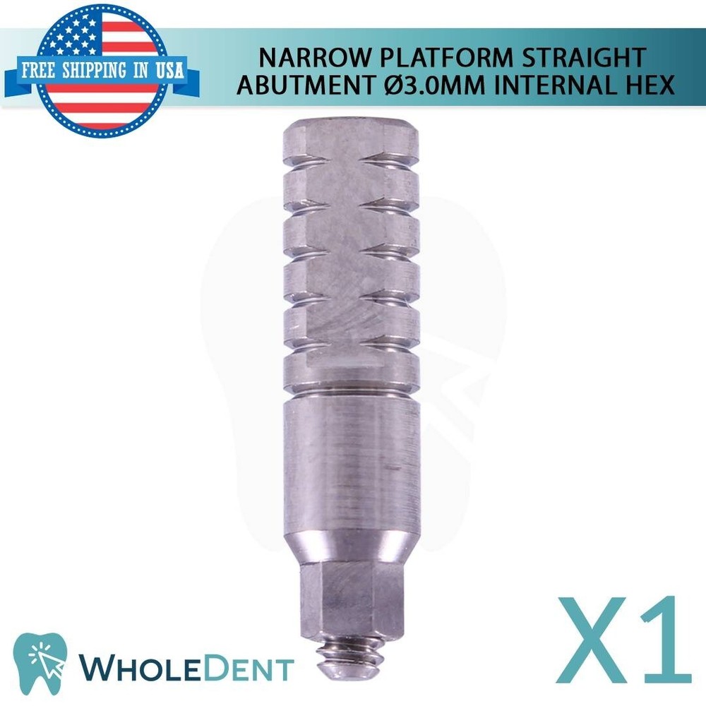 1x Dental Titanium Straight Prosthetic 9.0mm Slim Platform Int Hex 2.0mm