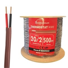 500ft Brown Alarm Cable CL2 20AWG 20/2 Solid CCA Wire Thermostat, Burglar System