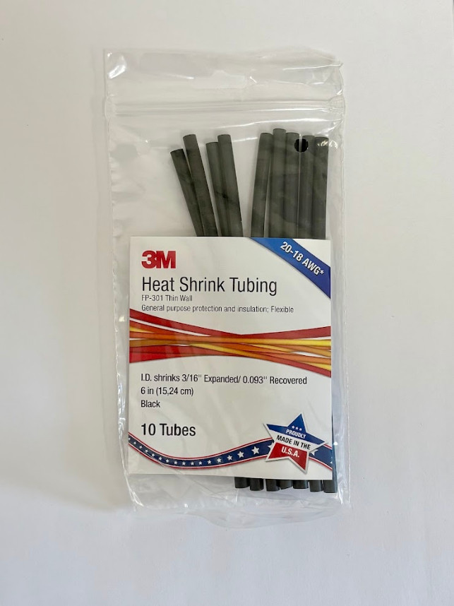 3M Heat Shrink Tubing, 20-18 AWG, Black, 10 PCS per bag, Shrink Ratio 2:1