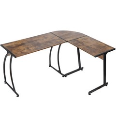 Brown Modern L Shaped Corner Desk Laptop Study Writing Table Workstation Home