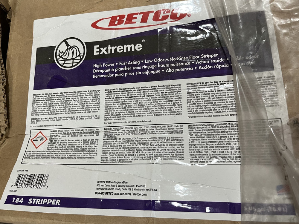 Betco Extreme Floor Stripper Non-Butyl Fast-Acting Low-Odor Industrial