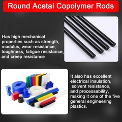 Round Acetal Copolymer Rods 2-Inch Diameter Opaque Acetal Plastic Rods 12-Inch