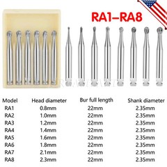 8 Types Dental Round Carbide Bur for Slow Speed Latch Type RA 1# – 8# Burs USA