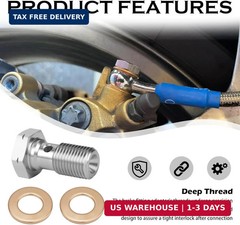 M10x1.0 Metric Banjo Bolt with Copper Banjo Bolt Washer,Stainless Steel Brake Li