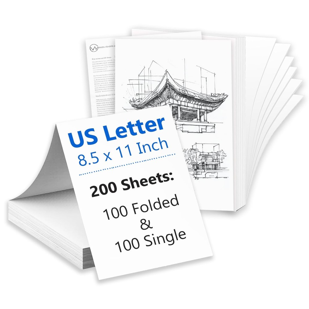 200 Sheets Thermal Printer Paper 8.5 x 11 Inches Multi-Type Kit (100 Folded &…