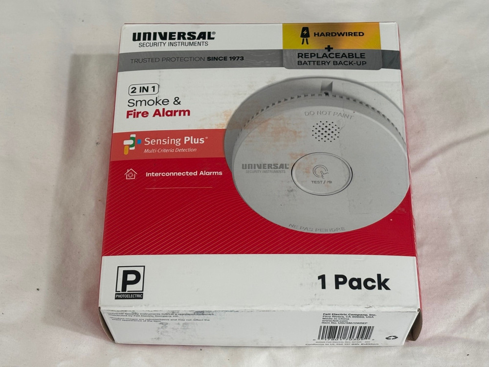 Universal Security Instruments Hardwired Battery Backup Smoke Detector