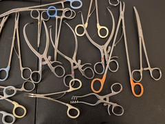 Mixed 27 Surgical Instruments Used Untested Forceps Clamps Scissors Retractors