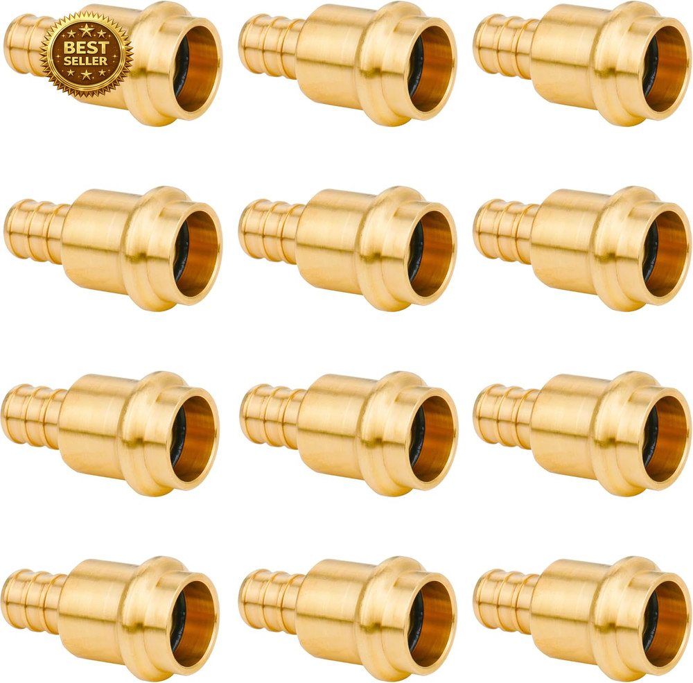 12 Pack 1/2″ Pro Press PEX Adapter Brass Copper to PEX B Fittings Lead Free