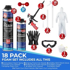 Closed Cell Spray Foam Insulation Kit (18 Pack-25.4 Oz) Expanding Polyurethane